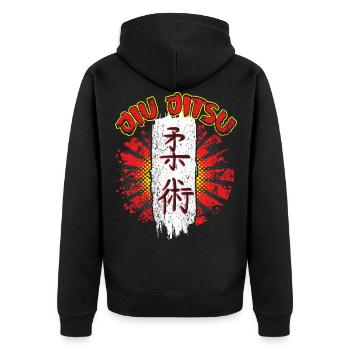 jiu jitsu - Unisex Premium Bio Zip Hoodie - Schwarz - Hinten - Nico (187cm)