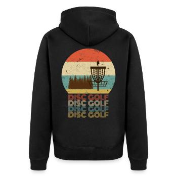 Discgolf Stupid Tree Disc Golf Vintage Golfer - Unisex Premium Bio Zip Hoodie - Schwarz - Hinten - Nico (187cm)