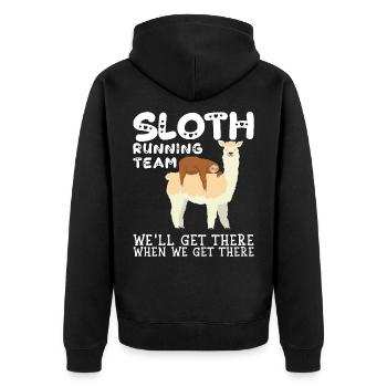 Lama Sloth Running Team Sarcasm Sarcastic - Unisex Premium Organic Zip Hoodie - black - Back - Nico (187cm)