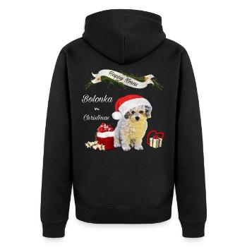 Bolonka Happy Xmas Shirt - Unisex Premium Bio Zip Hoodie - Schwarz - Hinten - Nico (187cm)