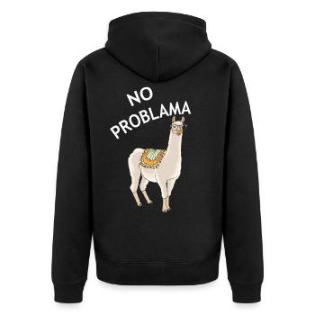 No Problama Lama | Alpaka Tier Lustig Geschenkidee - Unisex Premium Bio Zip Hoodie - Schwarz - Hinten - Nico (187cm)