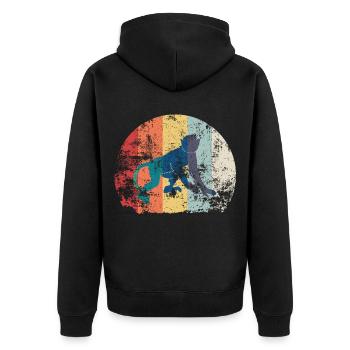 Retro Vintage Affe | Tier 80er 90er Geschenk - Unisex Premium Bio Zip Hoodie - Schwarz - Hinten - Nico (187cm)