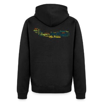 Azoren Sao Miguel São Miguel Island - Unisex Premium Bio Zip Hoodie - Schwarz - Hinten - Nico (187cm)