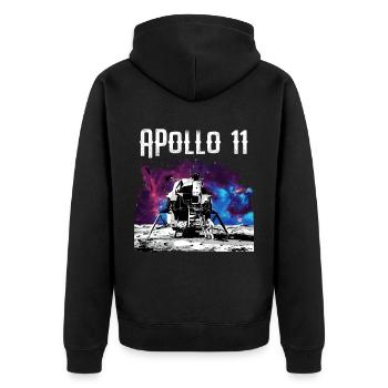 Apollo 11 Mondlandung Raumfahrt Astronaut Geschenk - Unisex Premium Bio Zip Hoodie - Schwarz - Hinten - Nico (187cm)