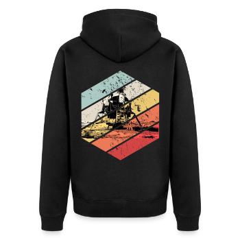 Retro Vintage Mondlandung Raumfahrer Astronaut Ufo - Unisex Premium Bio Zip Hoodie - Schwarz - Hinten - Nico (187cm)