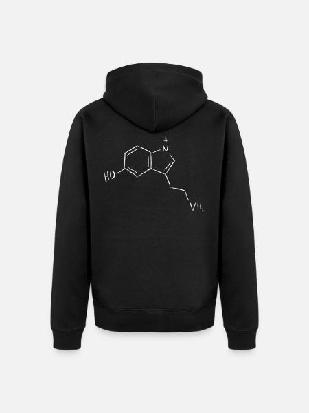 Serotonin, Chemie, Strukturformel - Unisex Premium Bio Zip Hoodie - Schwarz