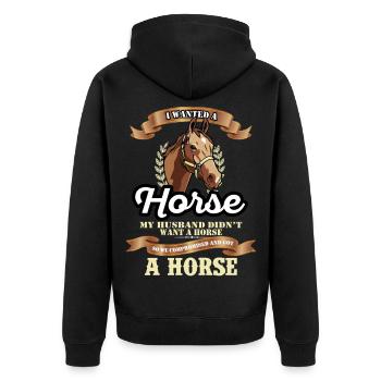 i wanted a horse - Unisex Premium Organic Zip Hoodie - black - Back - Nico (187cm)
