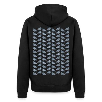 Pigeon Pattern Friends - Unisex Premium Bio Zip Hoodie - Schwarz - Hinten - Nico (187cm)