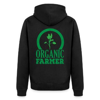 Bauer Bauern Farmer Vegan Bio Regional Gemüse Obst - Unisex Premium Bio Zip Hoodie - Schwarz - Hinten - Nico (187cm)