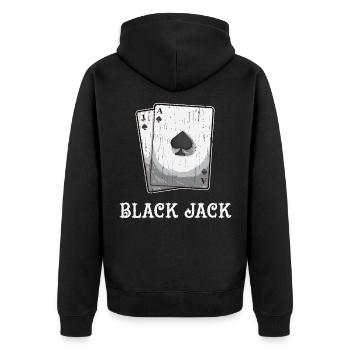 Blackjack Blackjack Card Game Gambling luck - Unisex Premium Organic Zip Hoodie - black - Back - Nico (187cm)