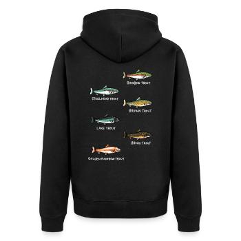 Fische Angeln | Fischarten Fischen Geschenkidee - Unisex Premium Bio Zip Hoodie - Schwarz - Hinten - Nico (187cm)