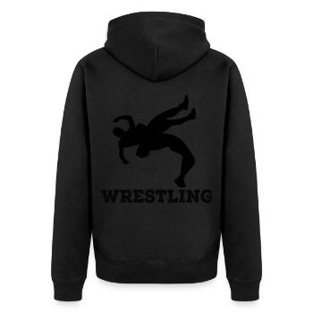wrestling - Unisex Premium Bio Zip Hoodie - Schwarz - Hinten - Nico (187cm)