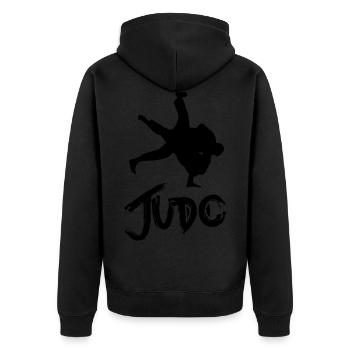judo - Unisex Premium Organic Zip Hoodie - black - Back - Nico (187cm)