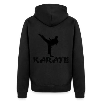 karate - Unisex Premium Bio Zip Hoodie - Schwarz - Hinten - Nico (187cm)