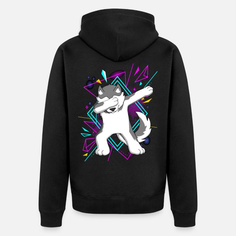 Dab Dabbing Husky Dog Chien Danse Tendance Cadeau - Veste à capuche bio Premium Unisexe - noir