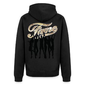 Fame party geschenke shirt - Unisex Premium Bio Zip Hoodie - Schwarz - Hinten - Nico (187cm)