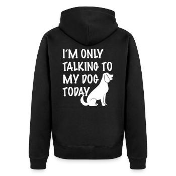 dog owners - Unisex Premium Organic Zip Hoodie - black - Back - Nico (187cm)