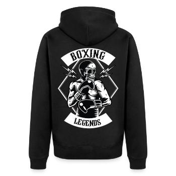 boxing legends - Unisex Premium Organic Zip Hoodie - black - Back - Nico (187cm)