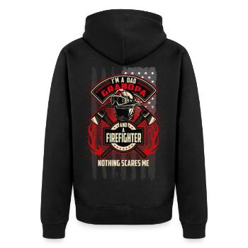 ima papa papy et un pompier - Veste à capuche bio Premium Unisexe - noir - Dos - Nico (187cm)
