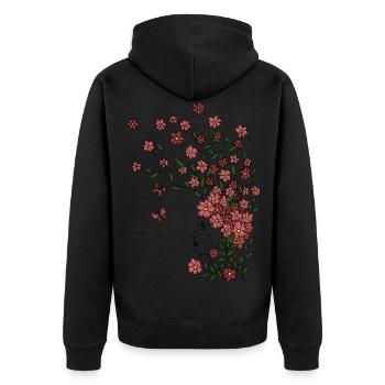 Flower Girl - Unisex Premium Bio Zip Hoodie - Schwarz - Hinten - Nico (187cm)
