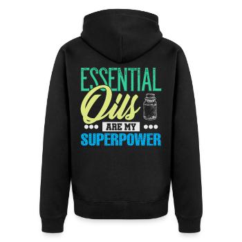 Les huiles essentielles sont ma superpuissance - Veste à capuche bio Premium Unisexe - noir - Dos - Nico (187cm)