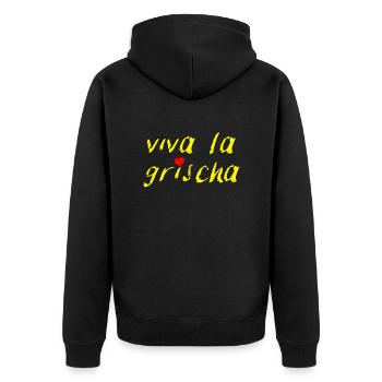 viva la grischa - Unisex Premium Bio Zip Hoodie - Schwarz - Hinten - Nico (187cm)