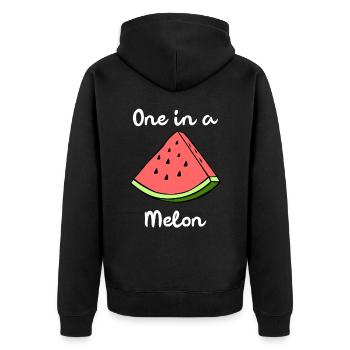 One in a Melon Million Watermelon Gift - Unisex Premium Organic Zip Hoodie - black - Back - Nico (187cm)