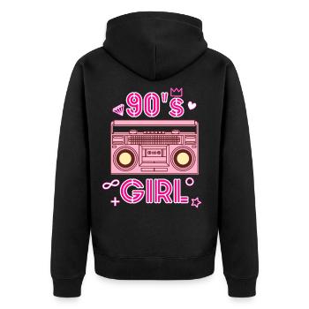 Idée cadeau radio vintage pour fille des années 90 - Veste à capuche bio Premium Unisexe - noir - Dos - Nico (187cm)