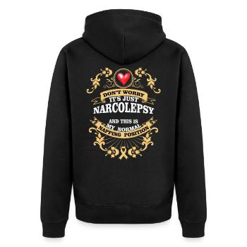 Don't Worry It's Just Narcolepsy Narkolepsie - Unisex Premium Bio Zip Hoodie - Schwarz - Hinten - Nico (187cm)