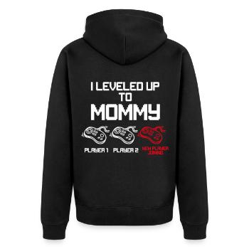 i leveled up to mommy - Unisex Premium Organic Zip Hoodie - black - Back - Nico (187cm)
