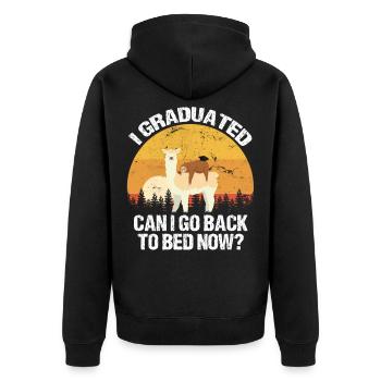 I Graduated! Can I Go Back To Bed Now? - Unisex Premium Organic Zip Hoodie - black - Back - Nico (187cm)
