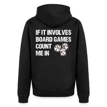 If It Involves Board Games Count Me In - Unisex Premium Organic Zip Hoodie - black - Back - Nico (187cm)