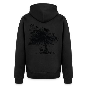 baum tiere geschenk - Unisex Premium Bio Zip Hoodie - Schwarz - Hinten - Nico (187cm)