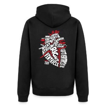 Herz Anatomie Cardologie Krankenschwester Geschenk - Unisex Premium Bio Zip Hoodie - Schwarz - Hinten - Nico (187cm)
