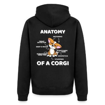 Anatomie drôle d'un corgi - Veste à capuche bio Premium Unisexe - noir - Dos - Nico (187cm)