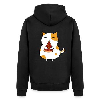 Cat with pizza gift idea diet slimming - Unisex Premium Organic Zip Hoodie - black - Back - Nico (187cm)