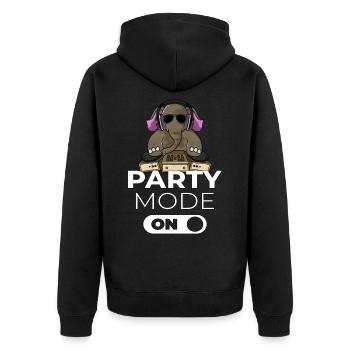 Party Elefant DJ Disc Jockey Geschenk - Unisex Premium Bio Zip Hoodie - Schwarz - Hinten - Nico (187cm)