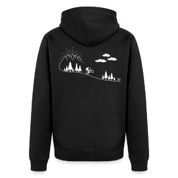 Fahrrad Mountainbike Mountain Bike MTB Kinder - Unisex Premium Bio Zip Hoodie - Schwarz - Hinten - Nico (187cm)