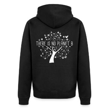 There is no Planet B - Naturschutz Umweltschutz - Unisex Premium Bio Zip Hoodie - Schwarz - Hinten - Nico (187cm)