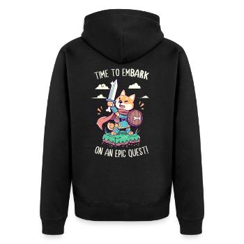 Time to EmBARK on an Epic Quest - Unisex Premium Organic Zip Hoodie - black - Back - Nico (187cm)