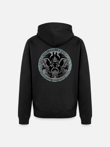 Odin Fenrir Hugin Munin - Unisex Premium Organic Zip Hoodie - black