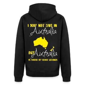 Ich kann nicht in Australien leben, aber Australien ist wo - Unisex Premium Bio Zip Hoodie - Schwarz - Hinten - Nico (187cm)