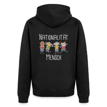nationalité homme - Anti-Racisme - Diversité - Veste à capuche bio Premium Unisexe - noir - Dos - Nico (187cm)