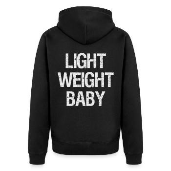 Light Weight Baby - Bodybuilding Training Gym - Unisex Premium Organic Zip Hoodie - black - Back - Nico (187cm)