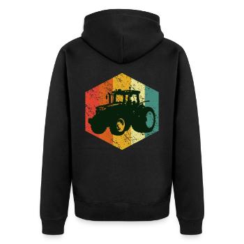 Tractor T-shirt - Unisex Premium Organic Zip Hoodie - black - Back - Nico (187cm)