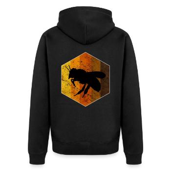 Retro Biene T-Shirt Bienen - Unisex Premium Bio Zip Hoodie - Schwarz - Hinten - Nico (187cm)