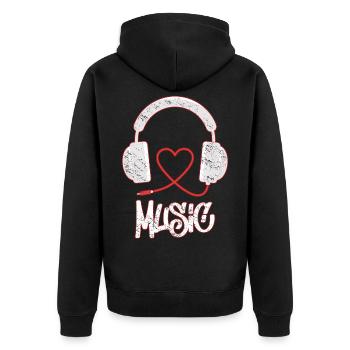 I LOVE MUSIC T-Shirt - Unisex Premium Bio Zip Hoodie - Schwarz - Hinten - Nico (187cm)