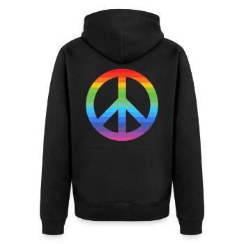 PEACE SIGN Costume hippie LGBT PRIDE - Veste à capuche bio Premium Unisexe - noir - Dos - Nico (187cm)