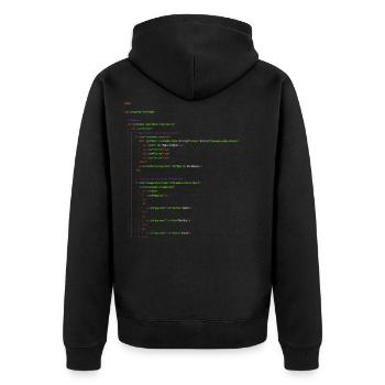 Programmation HTML. Chemise de ballot - Veste à capuche bio Premium Unisexe - noir - Dos - Nico (187cm)