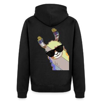 Lama alpaga rétro - Veste à capuche bio Premium Unisexe - noir - Dos - Nico (187cm)